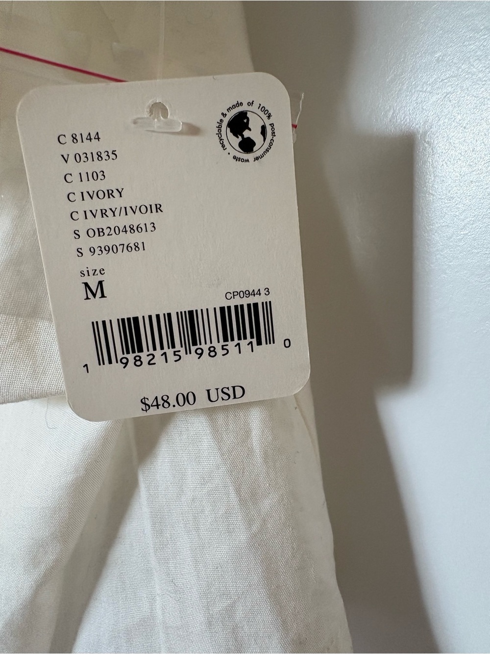 FREE PEOPLE Cream Button-Front Tie-Waist Tank Top. NWT - Picture 7 of 8